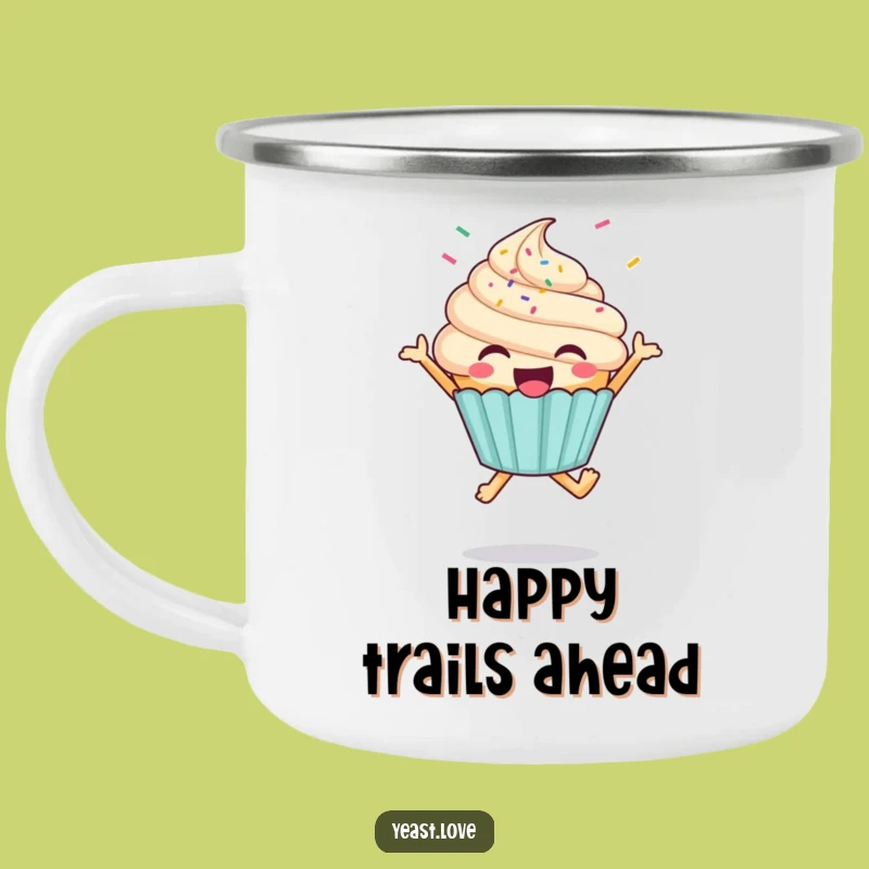 Durable Funny Cupcake Camping Mug - Joyful Jumping Character Drinkware, Great Funny Gift
