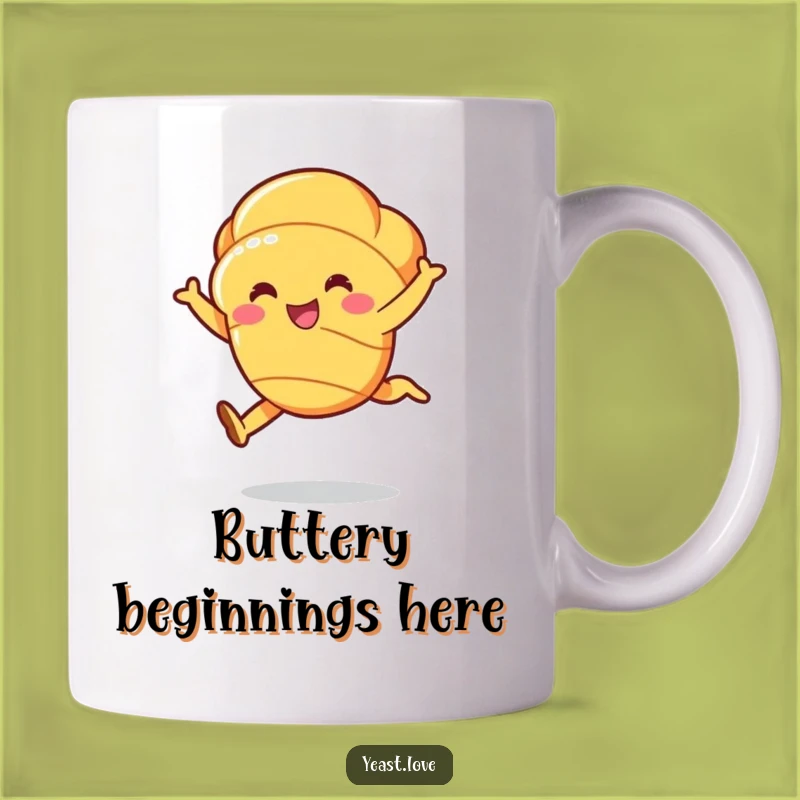 Funny Croissant Leap Mug - Buttery Graceful Character, Perfect Funny Gift Idea