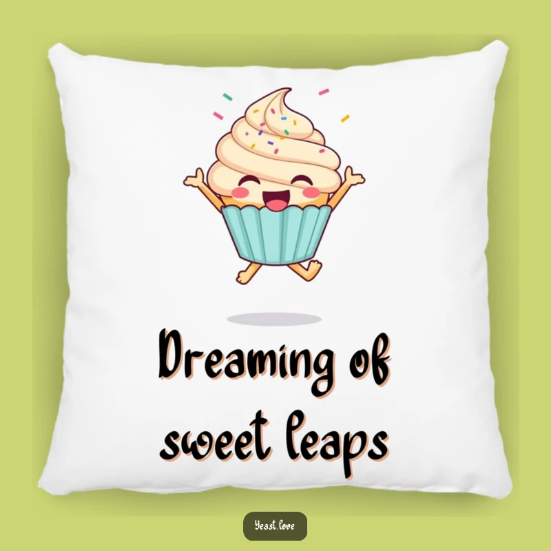 Comfy Funny Cupcake Pillow - Happy Jumping Character Cushion, Sweet Funny Gift