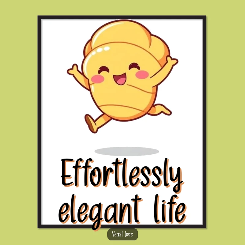 Funny Croissant Leap Digital Art - Buttery Decor, Unique Funny Gift