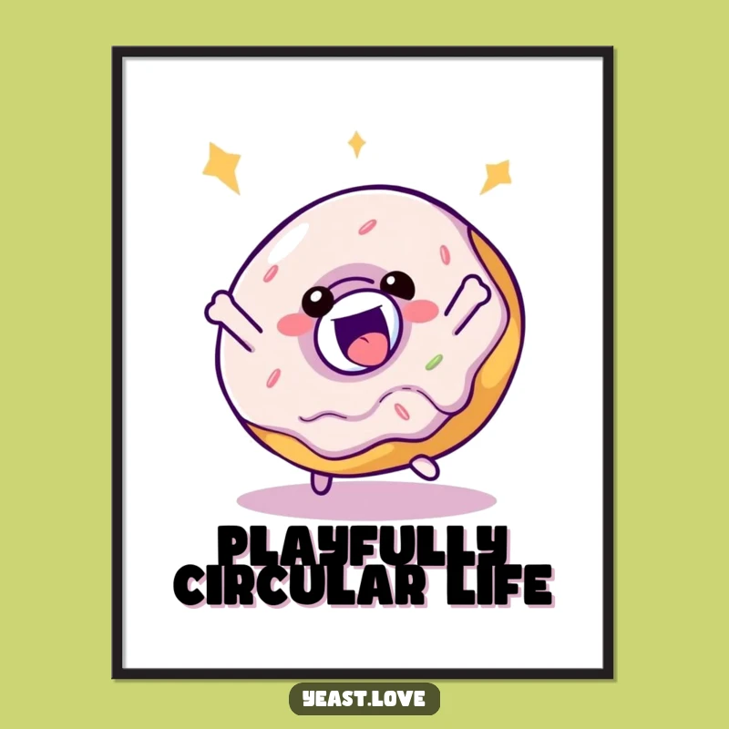 Funny Donut Spin Digital Art - Bouncy Character Decor, Unique Funny Gift
