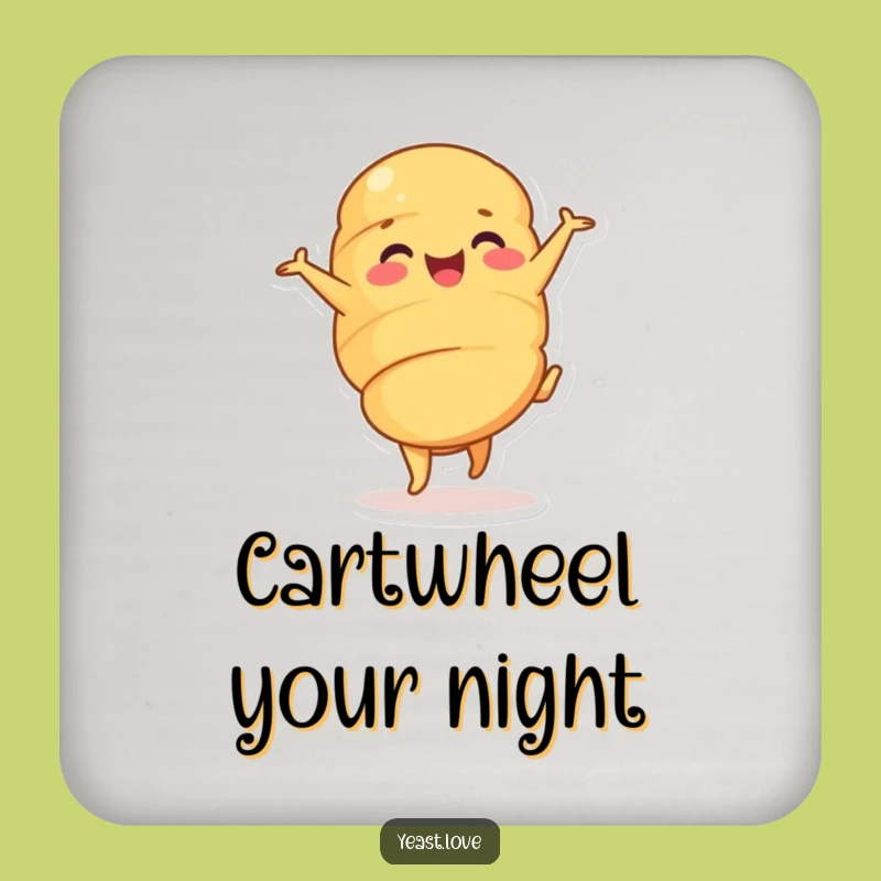 Funny Croissant Cartwheel Drink Coaster: Protect Surfaces with Pastry Style