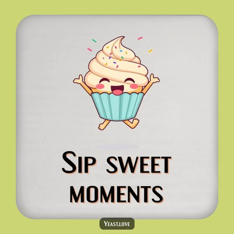 Funny Cupcake Coaster Set - Joyful Jumping Character Protection, Perfect Funny Gift