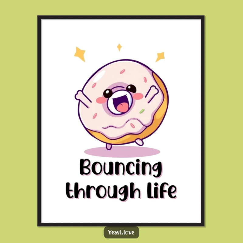 Funny Donut Spin Poster - Bouncy Character Wall Art, Unique Funny Gift
