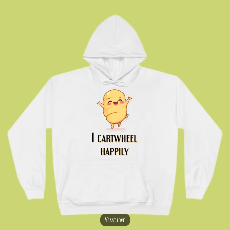 Funny Croissant Cartwheel Hoodie: Cozy Up with Baked Goods Humor