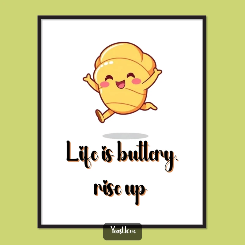 Free Printable Wall Art: Funny Croissant Leap, Chic Downloadable Decor