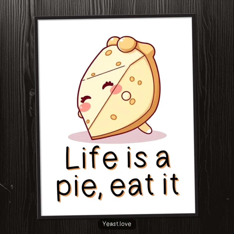 Funny Free Printable Wall Art: A giggling slice of pie character tumbling with glee, creating humorous decor.