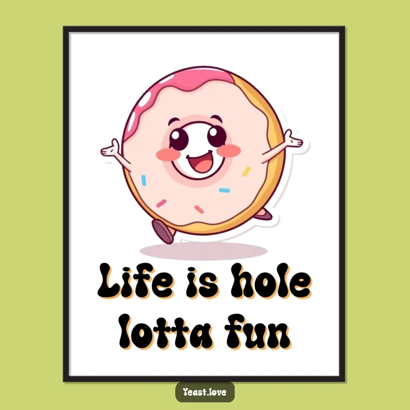 Free Printable Funny Donut Wall Art: Rolling Character for Playful, Downloadable Home Decor