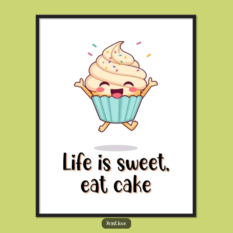 Free Printable Wall Art: Funny Cupcake Jump, Quirky Downloadable Decor