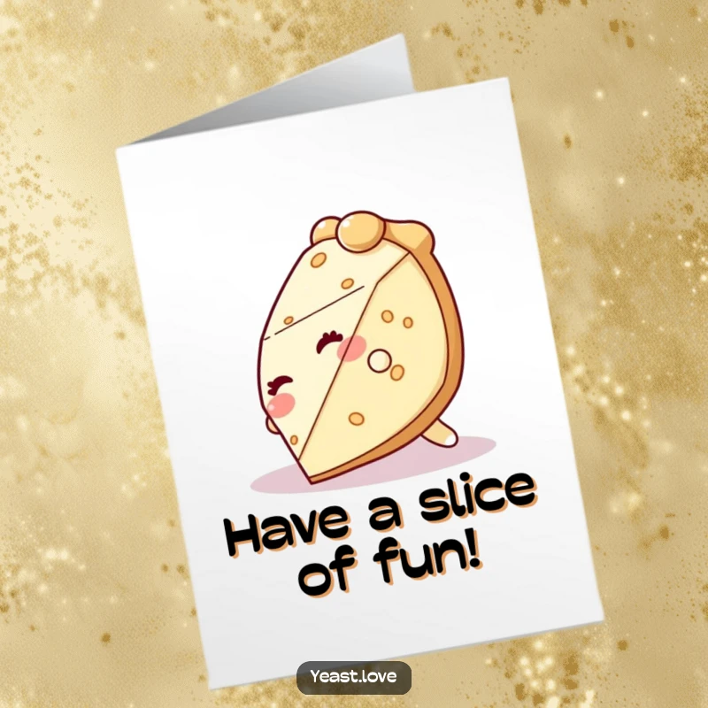 Funny Free Printable Birthday Card: A giggling slice of pie character tumbling happily, perfect for birthdays.