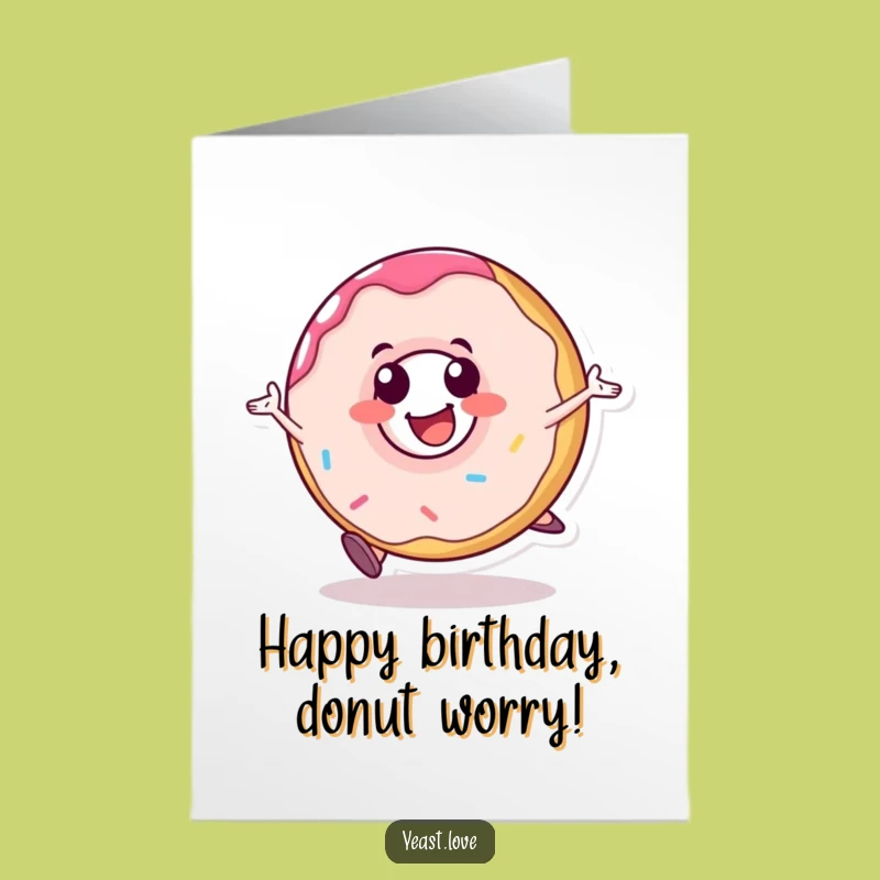 Free Printable Funny Donut Birthday Card: Joyful Rolling Character for a Hilarious Downloadable Gift