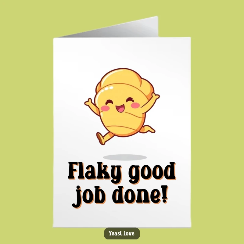 Free Printable Congrats Card: Croissant's Graceful Leap, Stylish Downloadable Gift