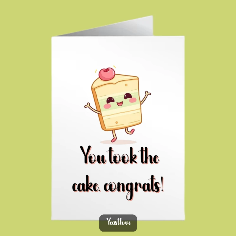 Free Printable Funny Cake Congratulatory Card: Twirling Slice for a Joyful Downloadable Celebration