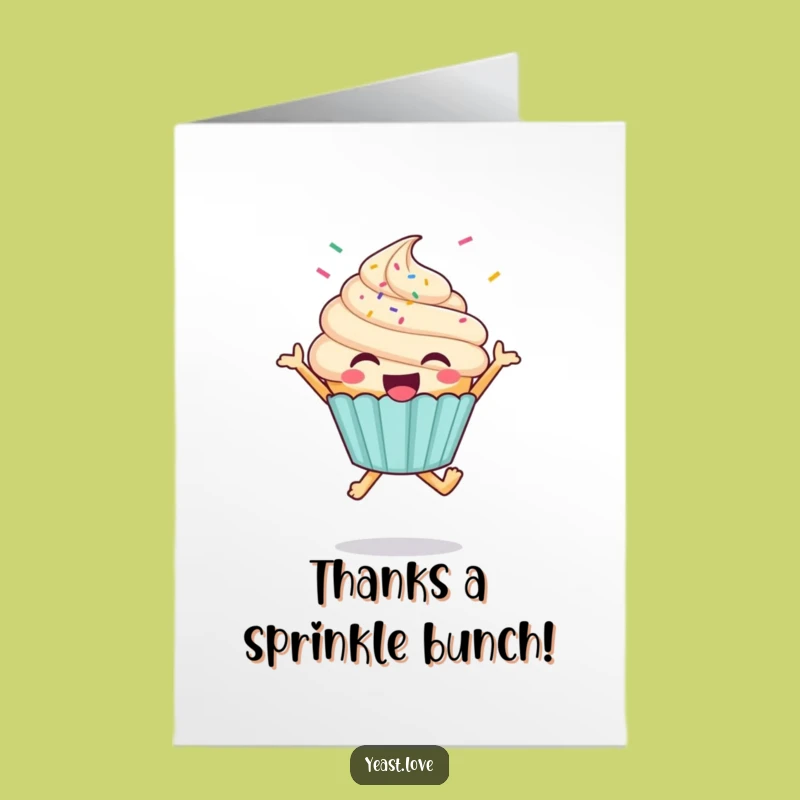 Free Printable Thank You Card: Cupcake's Happy Jump, Sweet Downloadable Gift