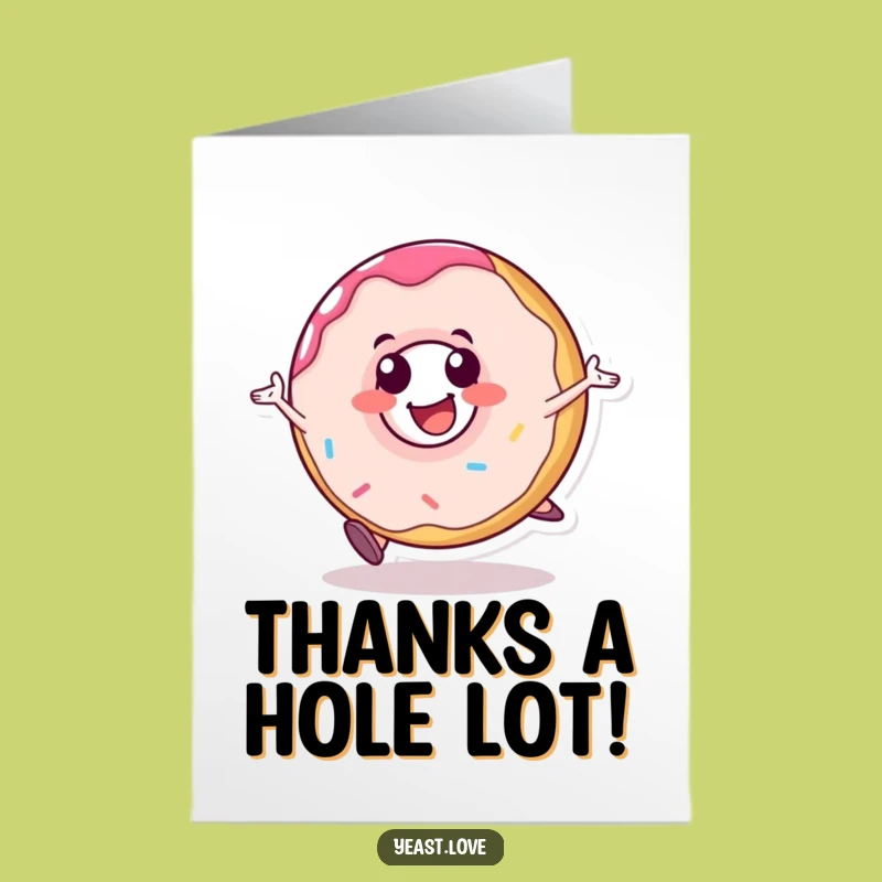 Free Printable Funny Donut Thank You Card: Rolling Character for a Joyful Gratitude Download