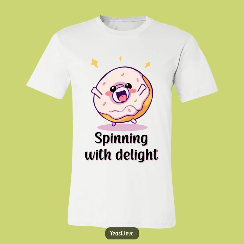 Funny Donut Spin T-Shirt - Playful Bouncy Character Tee, Ideal Funny Gift