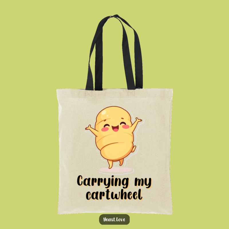 Funny Croissant Cartwheel Tote Bag: Carry Your Essentials with Pastry Flair