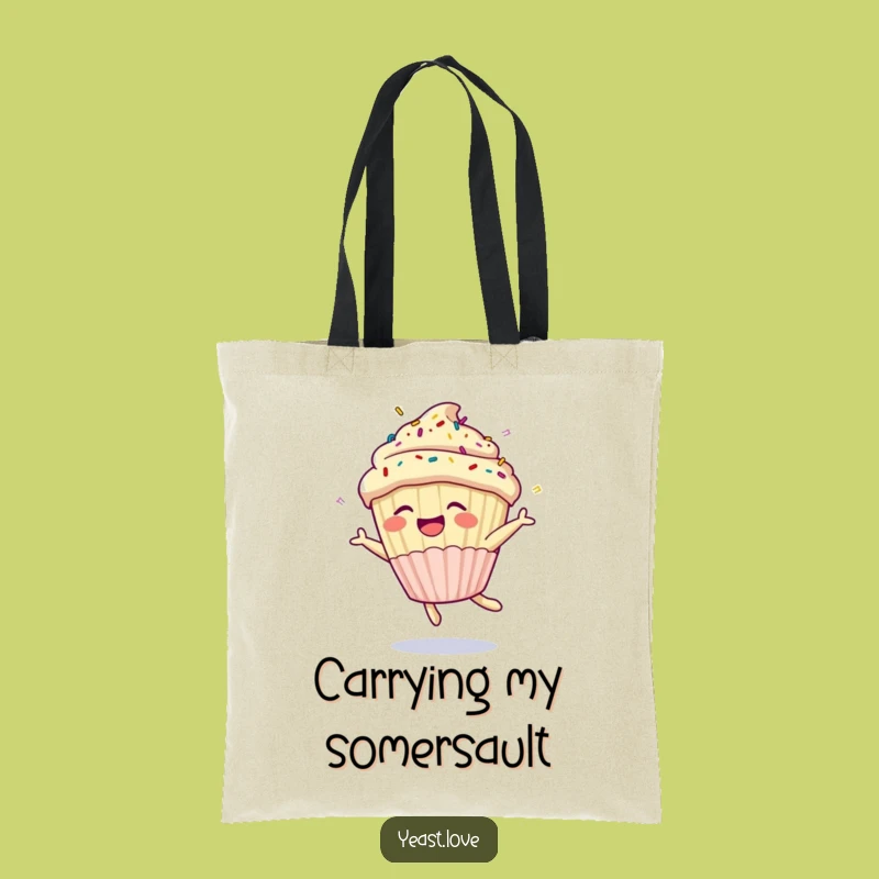 Funny Cupcake Somesault Tote Bag: Carry Your Laughs in Sweet Style