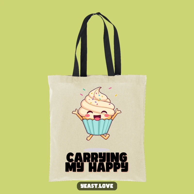 Funny Cupcake Tote Bag - Joyful Jumping Character Accessory, Perfect Funny Gift